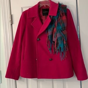 Talbots Fun Hot pink / magenta Pea coat with scarf